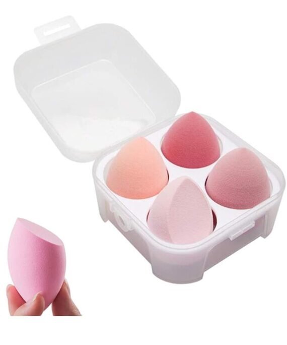 4 Pcs Dry and Wet Use Makeup Sponge Set lender eauty Foundation lending Sponge for Liquid, Cream, and Powder with Egg Holder ox