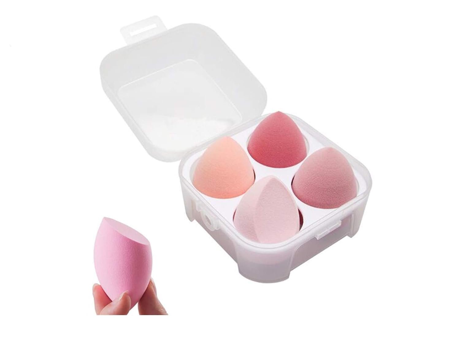 4 Pcs Dry and Wet Use Makeup Sponge Set lender eauty Foundation lending Sponge for Liquid, Cream, and Powder with Egg Holder ox