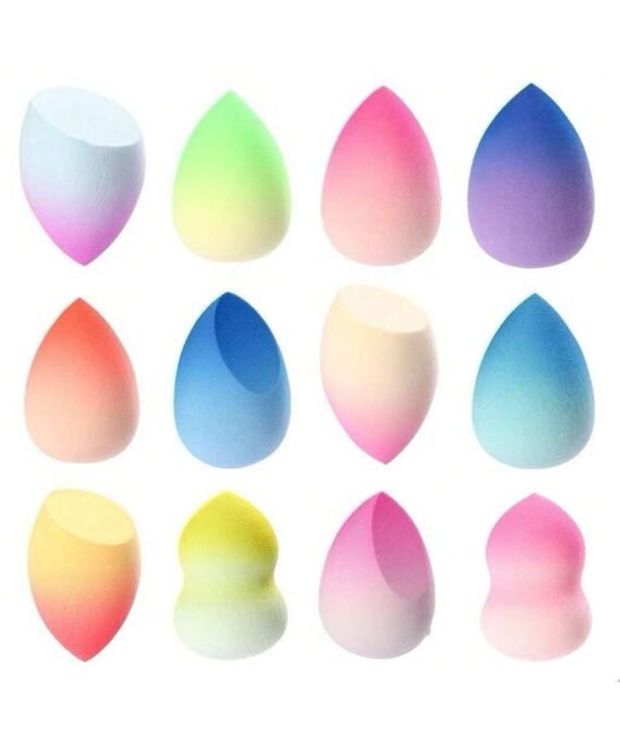 8-piece makeup sponge set, with random colors and shapes, foundation make-up mixed with eauty sponge, flawless liquid, cream, and powder, multi-color makeup sponge