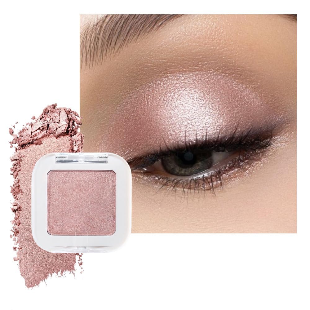 Dusty Pink Champagne Shimmer Eye Shadow Palette Makeup, Shimmer Monochrome Eyeshadow For Older Women, Pigmented Waterproof Sombras Para Ojos, Vegan, Talc, Paraben & Cruelty Free, 03