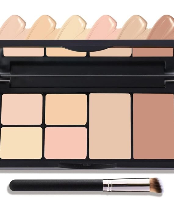 6 Colors Correcting Concealer Palette,Contouring Highlighting Concealer Palette Makeup Kit with rush,Foundation Makeup Cream Contour Palette for Conceals Dark Circles,