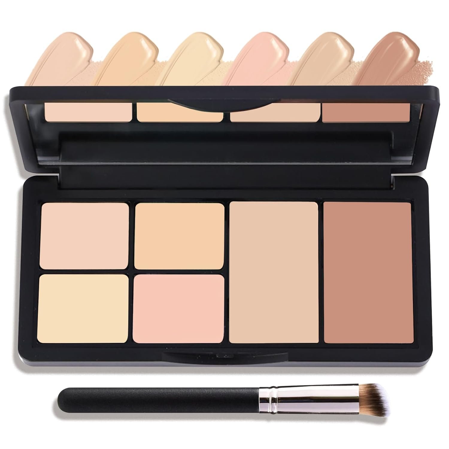 6 Colors Correcting Concealer Palette,Contouring Highlighting Concealer Palette Makeup Kit with rush,Foundation Makeup Cream Contour Palette for Conceals Dark Circles,
