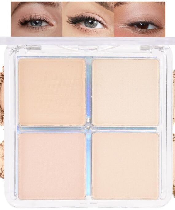4 Colors Light Beige Nude Pink Ivory White Eye Shadow Powder Palette Makeup, Neutral Matte Shimmer Quad Eyeshadow Palette for Women Highly Pigmented Waterproof, paleta de sombras de ojos, Vegan
