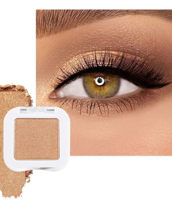 Glitter Single Eye Shadow Palette Makeup, Golden Sparkle Shimmer Monochrome Eyeshadow For Older Women, Mini Pressed Pigmented Waterproof Sombras Para Ojos,Vegan, Talc, Paraben&Cruelty Free