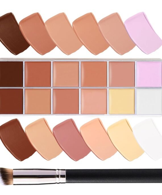 12 Colors Correcting Concealer Palette,Colors Corrector Palette,Long Lasting Concealer Cream Makeup Palettes,Natural Finish Cream Foundation,Contouring Highlighting Makeup Kit for Dark Circles