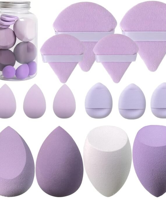 Makeup Sponge Set, 14 Pcs for Liquid Cream, and Powder Latex Free Makeup lender Sponges Multi-colored for Makeup Application with Storage ox Purple Gifts