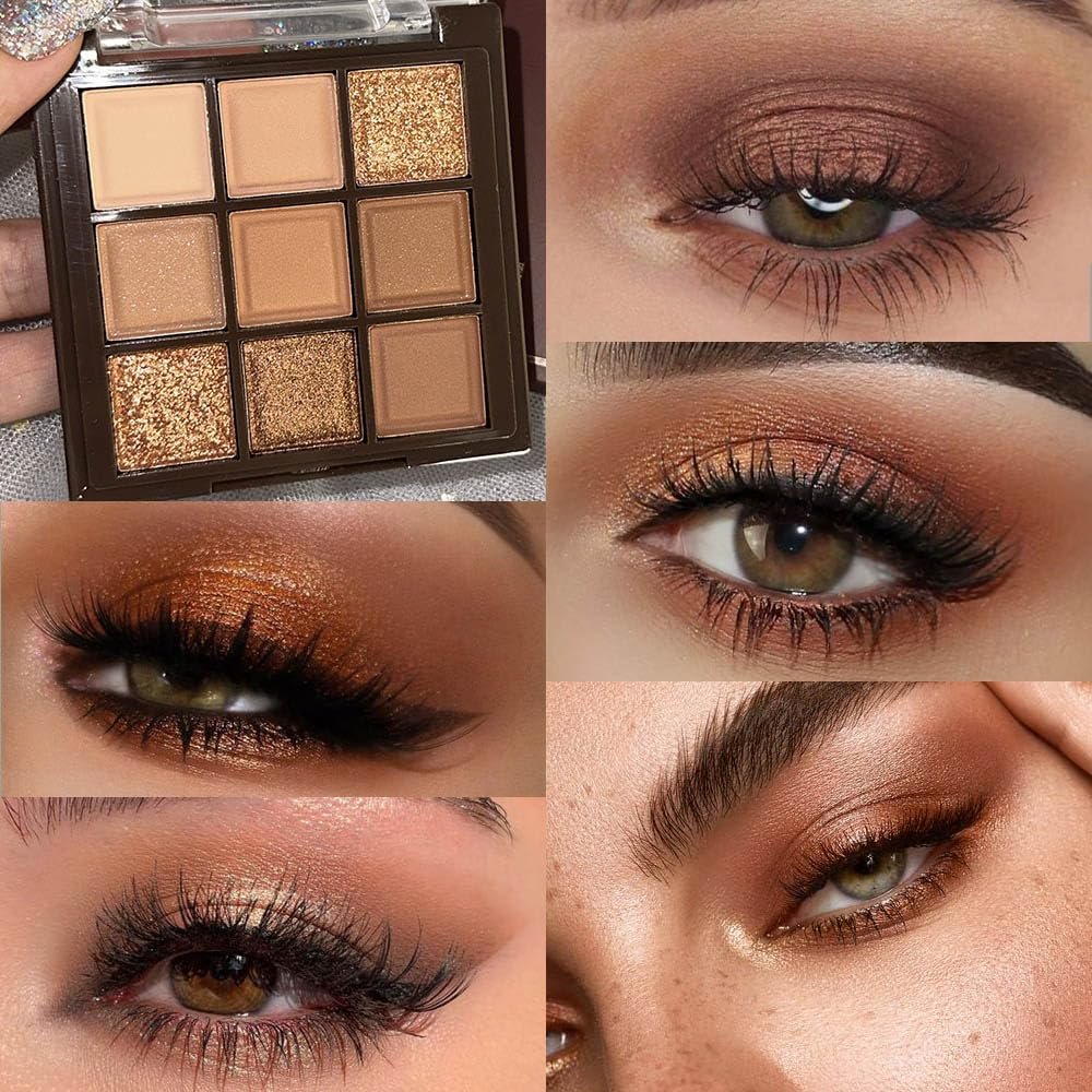 Neutral Nude Brown Smokey Eye Shadow Palette,Rose Gold Bronze Naked Cream Eyeshadow Palette Makeup,Natural Eyeshadow for Eyes Long Lasting Naturing-Looking - Image 2