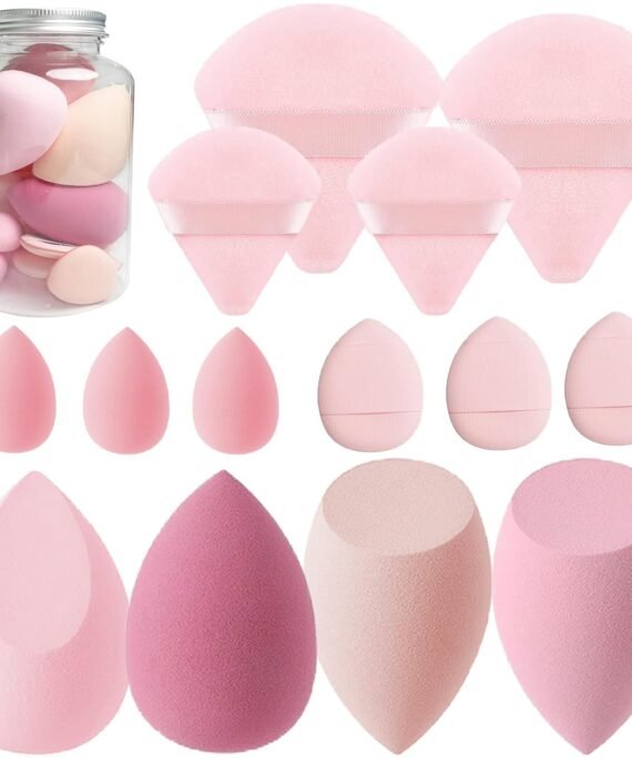 Makeup Sponge Set lender Sponges 14 Pcs for Liquid Cream, and Powder Latex Free Multi-colored Sponges for Makeup Application with Storage ox Pink Gifts