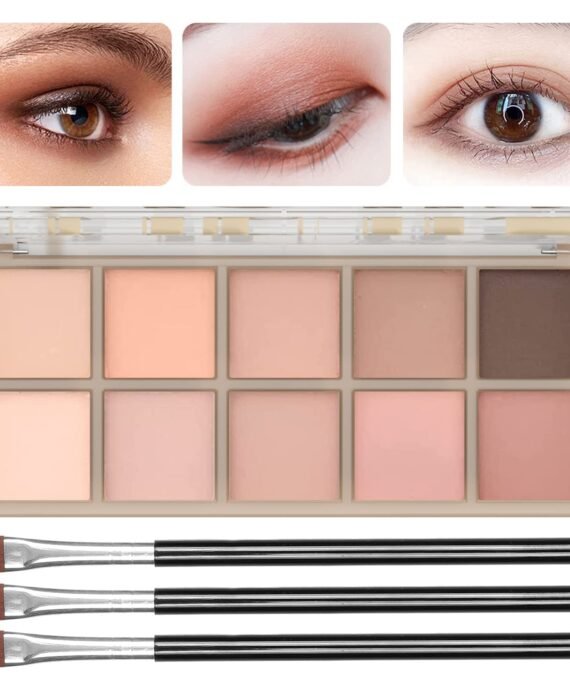 10 Colors Eyeshadow Palette,Light Beige Nude Pink Brown Naturing Eye Shadow Makeup,Blendable High Pigmented,Neutral Smokey,Long Lasting High Pigment Matte Eyeshadow for Older Women Gift Kit (Milk Tea)