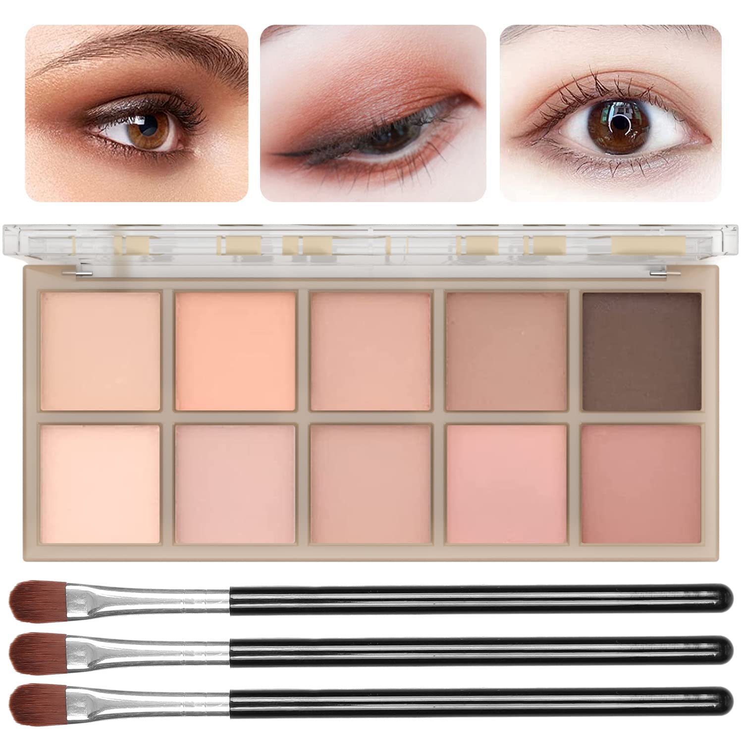 10 Colors Eyeshadow Palette,Light Beige Nude Pink Brown Naturing Eye Shadow Makeup,Blendable High Pigmented,Neutral Smokey,Long Lasting High Pigment Matte Eyeshadow for Older Women Gift Kit (Milk Tea)
