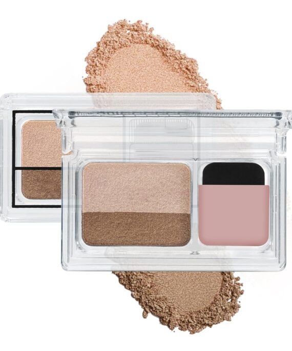 Dual-Color Eyeshadow Palette with Applicator,Waterproof Eye Shadow,Shimmer Eye Makeup Palette,Long Lasting