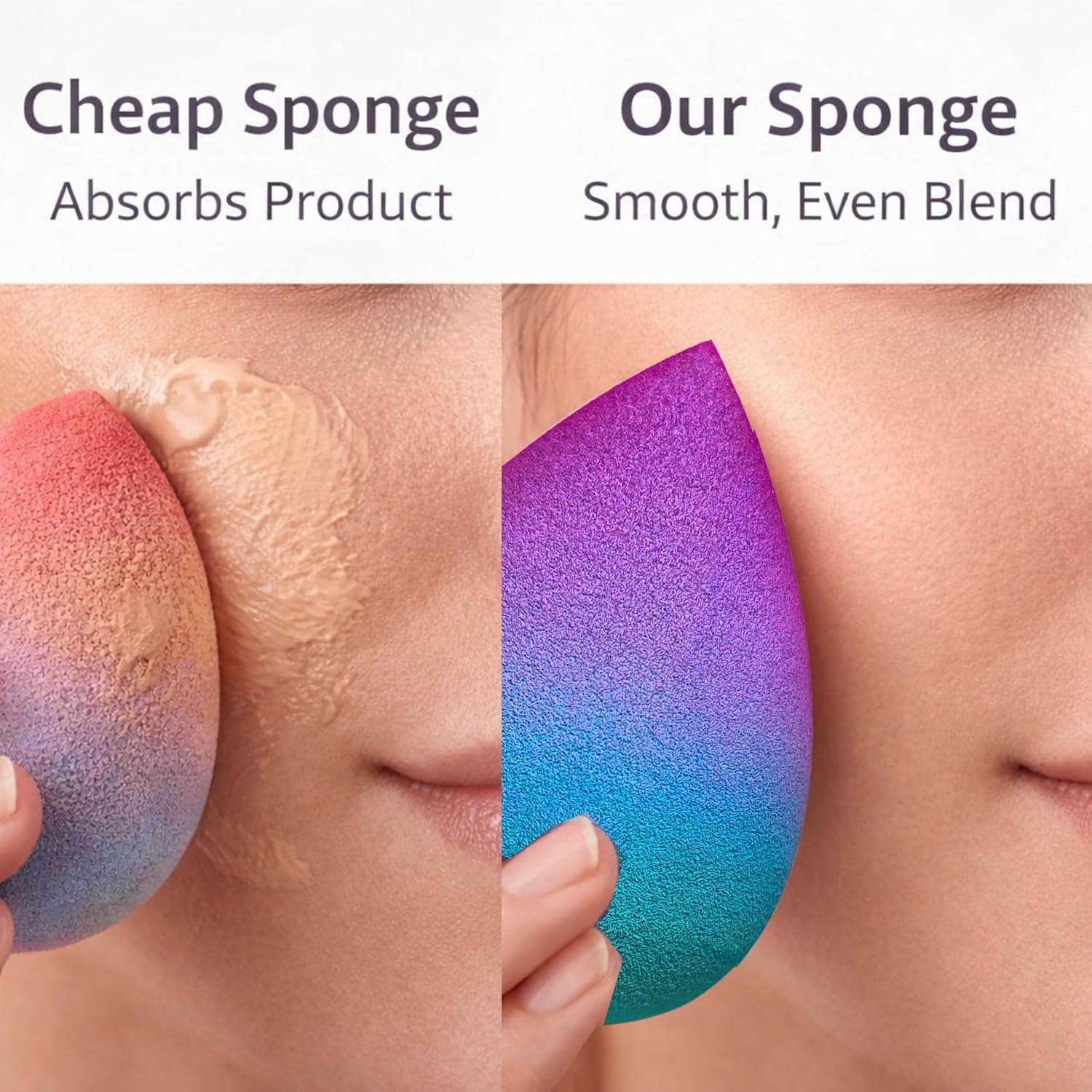 Gradient Makeup Sponge Set – 2 Soft Latex-Free Sponges for Foundation, Concealer & Powder – Reusale, Expands When Wet - Image 2